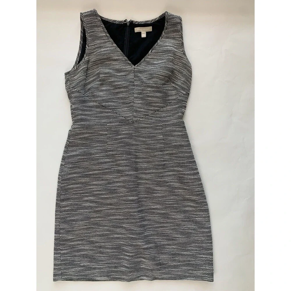 Banana Republic Dress Sleek Sheath Silhouette V-Neck Sleeveless Zip Lined 8P